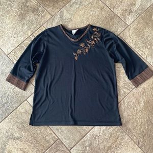 + nwot + BON WORTH Embroidered Top